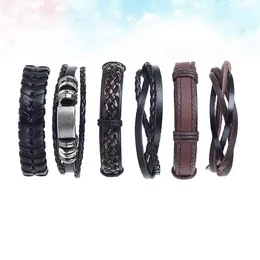 Charm Bracelets 6pcs For Boys Woven Adjustable Bangle Wrist Decoration Hip-hop Style Hand Chain Men