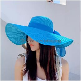 Party Hats Summer St Hat Beach Korean Style Seaside Large Brim Outdoor Sun Protection Vacation Foldable Drop Delivery Otfha