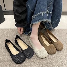 Casual Shoes Size 42 Striped Flats Women Loafers Autumn Flat Heel Non-slip Sole Barefoot Sneakers Square Toe