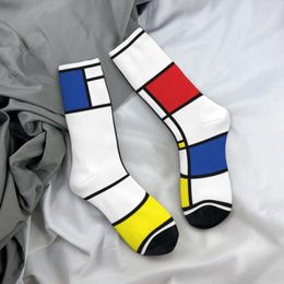 Women Socks Mondrian Minimalist Stockings De Stijl Graphic Gothic Spring Non Slip Couple Running Medium Soft