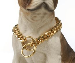 Gold Stainless Steel 10121416mm Strong Dog Collar Dogs Training Choke Chain Collars for Large Dogs Pitbull3861075