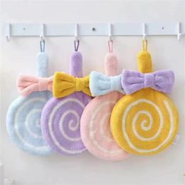 Towel Cute Healthy Embroidery Craft Exquisite Safety Preferred Material Skin Friendly Comfortable Hanging Soft Dense Coral Fleece