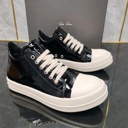 Casual Shoes Designer Bright Black Platform High-top Women's Leather 2024 Natural Men's Fashion