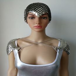 whole saleNew Fashion Scalemail Mermaid Fish Scales Head Chains Layers Scale Chainmail Silver Fish Scale Head Hair Chains Jewellery 2554