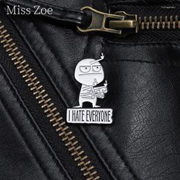 Brooches I Hate Everyone Enamel Pin Funny Disdainful Satire Negative Quotes Up Brooch Lapel Backpack Badge Jewellery Gift Accessories