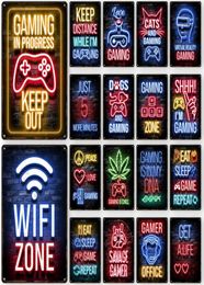 Gamepad Vintage Metal Painting Neon Light Glow Lettering Decorative Tin Sign Game Room Wall Art Plaque Modern Home Decor Aesthetic3074012