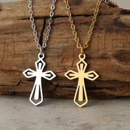 14K Gold Necklaces Hollow Cross Pendants Chain Choker Jewellery Fashion Cross Necklace For Women Jewellery Goth Gifts Party