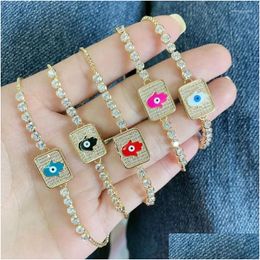 Charm Bracelets 5Pcs/Lot Handmade Jewelry Finding Extension Chain Cz Color Enamel Connector Hamsa Hand Drop Delivery Dhdwq