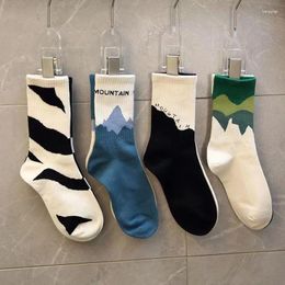 Women Socks Ins Skateboard Crew Korean Kawaii Breathable Elastic Cotton Asymmetry Designer Funny Middle Tube For Men