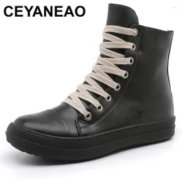 Boots Vintage Design Women Shoes Thick Shoelace Fashion High Top Platform Black Leather Casual Women's Chunky Sneaker