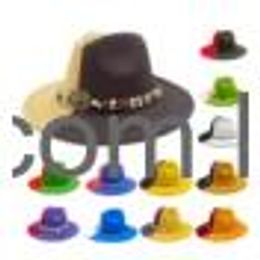 Party Hats Womens Fedora Hat With Any Accessories Wide Brim Autumn And Winter Mens Retro Fashion Tie Dyed Felt Jazz Top Drop Delivery Otmq8