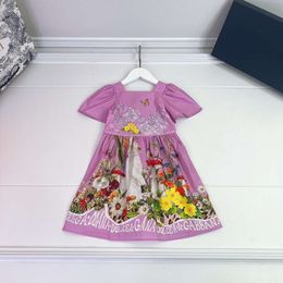 Dresses Girls' Summer Short Sleeve Pure Cotton Korean Version Foreign Cute Spring/summer Product Little Fairy Princess Dress Trend