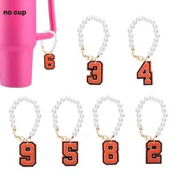 Beaded Orange Number 11 Pearl Chain With Charm Handle For Cup Accessories Personalised Tumbler Shaped Drop Delivery Otocj