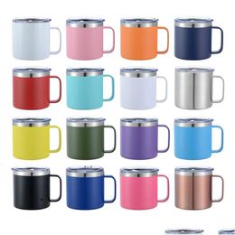 Tumblers Custom Name 14Oz Coffee Mug With Handle Double Wall Stainless Steel Tumbler Vacuum Insated Thermal Beer Cup Travel Thermos 23 Dhd3P