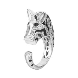 Anel de joalheria de venda quente série de mulheres animais zebra anel aberto jóias de banquete de casamento por atacado