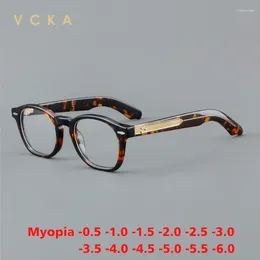 Sunglasses VCKA Vintage Acetate Myopia Glasses Frame Men Prescription Eyeglasses Women Custom Optics Retro Luxury Eyewear -0.50 To -10