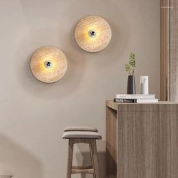 Wall Lamps Modern Natural Stone Lamp E27 Bulb For El Stairs Bedroom Parlour Aisle Lighting Fixtures Round Marble Drop