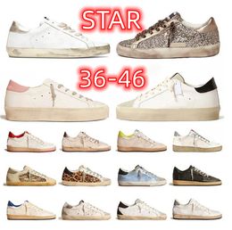 High quality golden Casual Shoes Designer Sneakers star dirty black white pink glitter grey silver ball star Womens Mens breathable Trainers super running shoe 35-46