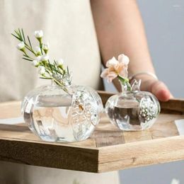 Vases 1 PCS Transparent Hydroponic Flower Vase Creative Hammer Pattern Glass Handmade Pomegranate