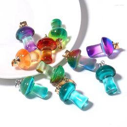 Pendant Necklaces 2pcs/lot Mushroom Lampwork Pendants Gradient Colour Glass Charm For Jewellery Making DIY Necklace Bracelet Accessories