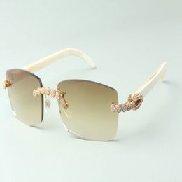 2021 Bouquet Diamond Sunglasses 3524012 with Natural white Horn glasses Lens 3 0 Thickness 275w