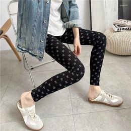 Women's Pants Vbpbsql 2024 Spring And Autumn Thin Letter Full Printed Leggings Stretch Slim-Fitting Trousers Slimming High Waist