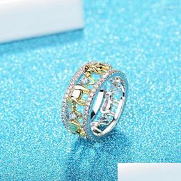 Cluster Rings Crystal Elephant Ring Cool Rotatable Men High Quality Spinner Chain Punk Women Jewellery Drop Delivery Dh6Yi