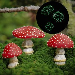Decorative Objects Figurines New luminous red mushroom micro landscape garden decoration design rural potted home modeling H240517