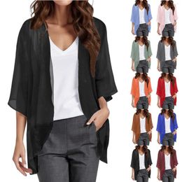 Women's Blouses Summer Office Chiffon For Women Open Stitch Sunscreen Shirts Lightweight Casual Blouse 2024 Blusas Elegantes Para Mujer