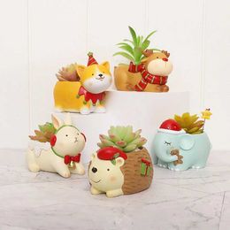 Planters Pots Cute Animal Flower Succulent Resin Planter Home Decor Indoor Decoration Desktop Ornaments Bonsai Plant Pot J0520