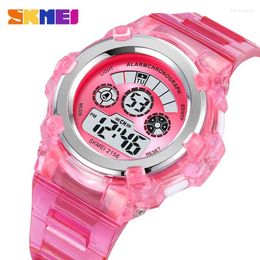 Wristwatches SKMEI Electronic Movement Color Creative Stainless Steel Strap 24 Hour Digital Sports Chronograph Watch Analog 2156