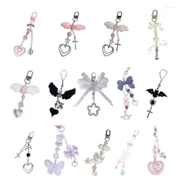 Keychains Handmade Butterfly Phone Pendants Unique Mobile Straps Bowknot Chain Heart Keychain Pendant For Bag And Key