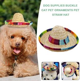 Dog Apparel Costume Supplies Sombrero Pet Straw Hat Ornaments Cat Mexican Colorful S3B9