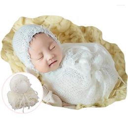 Blankets 2Pcs Born Infants Soft Lace Blanket Cap Backdrop Set Baby Pography Props Po Shoot Outfits Princess Hat Wrap
