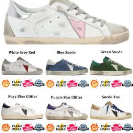 top high grade Designer Golden Women Star Brand Men New Release Italy Sneakers Sequin Classic White Do Old Dirty Casual Shoe Lace Up Woman Man 36-46