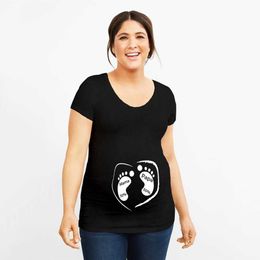 Maternity Tops Tees Pregnant Women Maternity Clothes Short Sleeve Cartoon Print Tops Pregnancy T Shirt Breastfeeding Clothes Ropa Maternity Tshirt Y240518