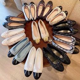 Dress Shoes Classic Designer Dress Shoes Spring And Autumn 100 Cowhide Ballet Flats Dance Shoes Fashion Women Black Flat Boat Shoe Sandal Lady Leather Lazy Loafers