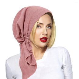 Ethnic Clothing Muslim Inner Hijab Turban Women Pre-Tied Long Tail Headscarf Wrap Chemo Cap Beanies Bonnet Head Scarf Stretch Headwear Hat