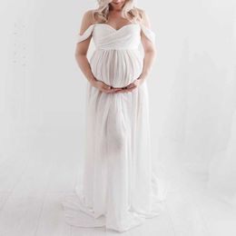 Maternity Dresses Pregnant womens photography dress sexy strapless pregnant clothing summer new long sleeved Photoshot H240517