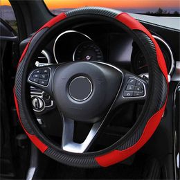 Steering Wheel Covers Breathable leather car steering wheel cover for Suzuki Swift Vitara Jimny Samurai SX4 Access Bandit Alto anti slip T240518
