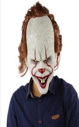 Movie Stephen King039s It 2 Joker Pennywise Mask Full Face Horror Clown Latex Mask Halloween Party Horrible Cosplay Prop GB8402065664