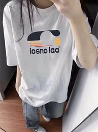 Guo Chao brand creative letters loose short-sleeved T-shirt women's summer oversize senior sense couple casual tops tide