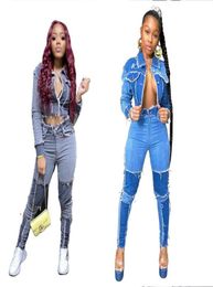 Sweat Suits Women Jeans Trend A Variety Of Fashion Stitching High Waist Slim Hip Lift Tight Elastic Feet Denim Trousers271J50130384688718