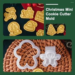 Baking Moulds Christmas Mini Cookie Cutter Mold Plastic 3D Santa Man Gingerbread Biscuit Elk Kitchen Pastry Cartoon Bakeware Stamp M0Q8