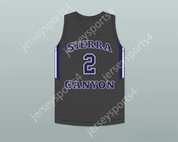 CUSTOM Name Youth/Kids SCOTTY PIPPEN JR 2 SIERRA CANYON SCHOOL TRAILBLAZERS CHARCOAL Grey BASKETBALL JERSEY 2 Top Stitched S-6XL