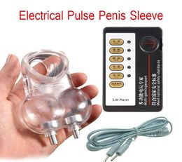 Silicone Electric Shock Scrotum Electrical Stimulation Penis Squeeze Male Delay Masturbator Bondage Sexs Toy Scrotum Cockring5041615