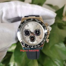 Excellent top quality men Watches Wristwatches 116519 M116519ln-0027 40mm Grey Dial Rubber Strap chronograph Working ETA Cal 4130 Movem 335j