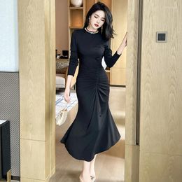 Casual Dresses French Ankle-length Long Draped Solid Elegant And Pretty Women's Autumn Winter For Women 2024