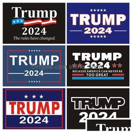 Banner Flags Trump 2024 U.S. Presidential Campaign Sticker Donald Car Bumper Stickers Drop Delivery Home Garden Festive Party Supplie Dhasz