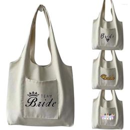 Shopping Bags For Women 2024 Canvas Shoulder Bag Reusable Casual Harajuku Style Tote Female With Pockets Travel Handbag